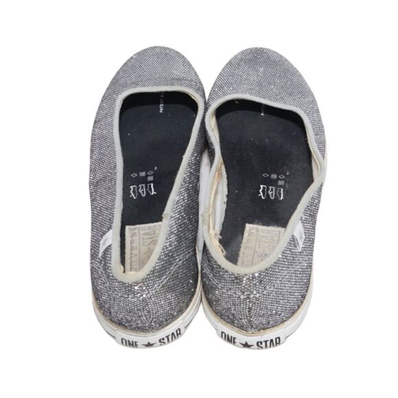 Converse All Star Silver Glittery Flats, Size 7 - Picture 7 of 10